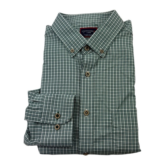 UNTUCKit Other - UNTUCKit Stretch Long Sleeve Button Down Shirt Men's Sz Large Green White Check